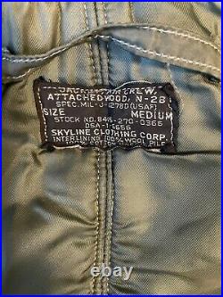 Mens Vintage N-2B Air Crew USAF Military Hooded Flight Jacket Bomber Coat MEDIUM
