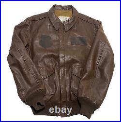 Mens Vintage U. S. Military Type A-2 Leather Flight Jacket Saddlery Cooper 44L W9