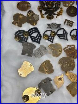 Military Lot 85+ DUI Insignia Hat Pins Rank Army Navy USAF Vintage Junk Drawer