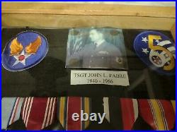 Military Medals From 1946 To 1966 14 Medals And Patches Total, Framed And An