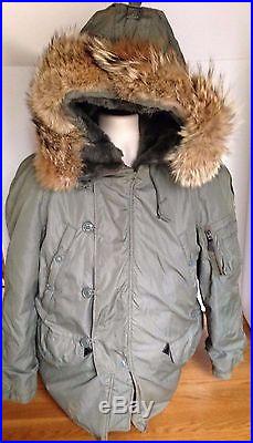 N3B Winter Parka Flight Jacket Small USAF Vintage Real Fur Hood Snorkel Military