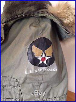 N3B Winter Parka Flight Jacket Small USAF Vintage Real Fur Hood Snorkel Military