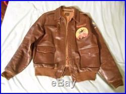 NAMED WW2 US ARMY AIR FORCE BOMBER JACKET TYPE A-2 40R With LEATHER UNIT PATCH