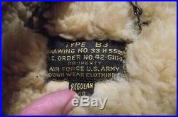 NAME WW2 1942 USAF B3 Shearling Leather 38 Bomber Jacket A3 Pants 40R Rough Wear