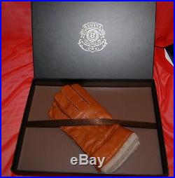 NIB GHURKA mens classic chestnut leather cashmere lined gloves size 8 $325 ITALY