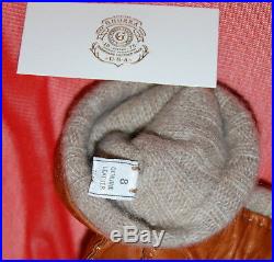 NIB GHURKA mens classic chestnut leather cashmere lined gloves size 8 $325 ITALY