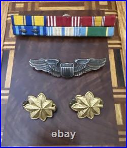 Named USAF Grouping LGB Sterling Wings Log Books Ribbon Mounts Major Collar Pin