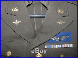 Named US Army 8th Air Force Officers OD Service Dress Jacket Combat Pilot Wings
