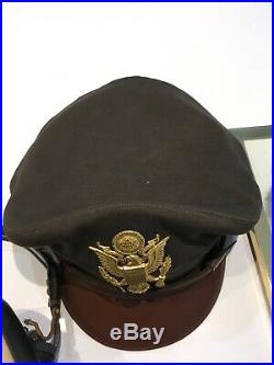 Named WWI US Army Air Force AAF Pilot Officer Crusher Cap Picture Headset & More