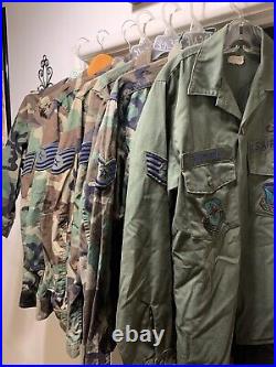 Named lot of 7 uniform tops seabag USAF 927th Tactical Airlift Group Wing Nam on