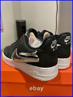 NeW Nike Air Force 1 Low Zip Premium Leather Shinning Silver Black SAMPLE Sz 9