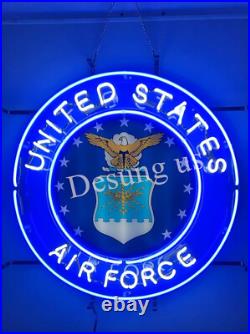 New United States Air Force Lamp Light Neon Sign 24x20 With HD Vivid Wall Bar