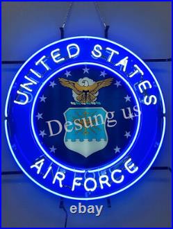 New United States Air Force Lamp Light Neon Sign 24x20 With HD Vivid Wall Bar