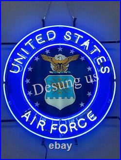 New United States Air Force Lamp Light Neon Sign 24x20 With HD Vivid Wall Bar