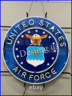 New United States Air Force Lamp Light Neon Sign 24x20 With HD Vivid Wall Bar