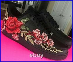 Nike Air Force 1 07 Low Men Red Black Rose Flower Floral Custom Shoes Size 14