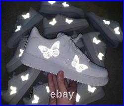 Nike Air Force 1 07 Low Reflective Butterfly White Custom Shoes All Sizes