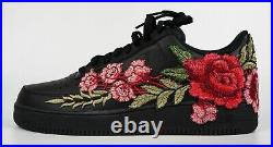 Nike Air Force 1 Custom Shoes Black Rose Red Flower Floral Low Men Women Kids