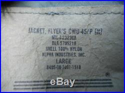 ORIGINAL ALPHA INDUSTRIES USA USAF CWU 45 P bomber pilot aviators ma1 JACKET L