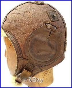 ORIGINAL WWII 1941 US TYPE B-5 ARMY AIR FORCE RED SKIN LEATHER FLYING HELMET Med