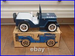 ORIGINAL WithBOX Tonka USAF Jeep Pressed Steel Dark Blue with Whitewall Tires MINT