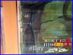 Okinawan Artist Seikan Omine Brilliant Lt Hubbs USAF Canvas Painting Post WWII