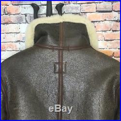 Orchard B 3 Shearling Brown Leather Bomber Jacket Air Force Mens Size 36 USA