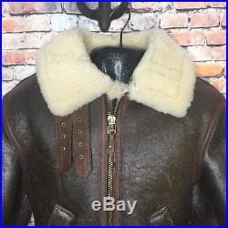 Orchard B 3 Shearling Brown Leather Bomber Jacket Air Force Mens Size 36 USA