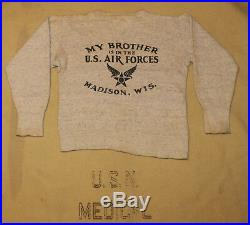 Orig Vtg WWII Homefront Remember Pearl Harbor & US Air Forces Sweatshirt Lot