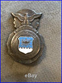 Original Air Police Badge Obsolete - Blue and White Inlay Shield USAF Pin Back