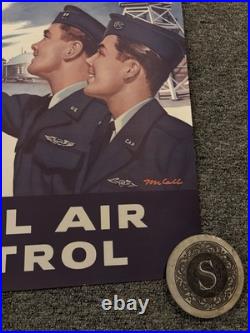 Original Civil Air Patrol Recruitment Poster On The Air Force Team 1955 22x29
