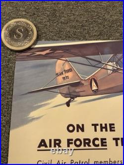Original Civil Air Patrol Recruitment Poster On The Air Force Team 1955 22x29
