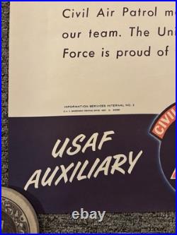 Original Civil Air Patrol Recruitment Poster On The Air Force Team 1955 22x29
