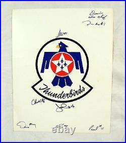 Original Signed US Air Force Thunderbirds Print with 7 Jet Plane Pilot Autographs