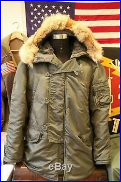 Original Vietnam USAF 1964 Arctic Nylon N-3B Real Fur Parka Jacket Med Exc Cond