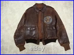 Original Vintage U. S Air Force A2 Flight Leather Jacket Painted France 1943 44