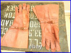 Original WW2 Military RAF Royal Air Force Gauntlets Leather Gloves Uniform 5269