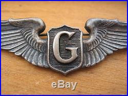 Original WW2 US Army Air Force glider pilot wing insignia, pin back, sterling