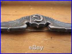 Original WW2 US Army Air Force glider pilot wing insignia, pin back, sterling