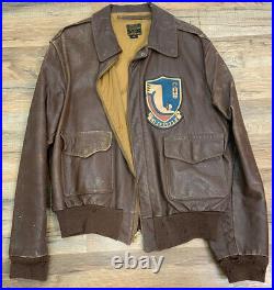 Original WWII US Army Air Force A2 Leather Flight Jacket Poughkeepsie Liberandos