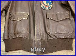 Original WWII US Army Air Force A2 Leather Flight Jacket Poughkeepsie Liberandos