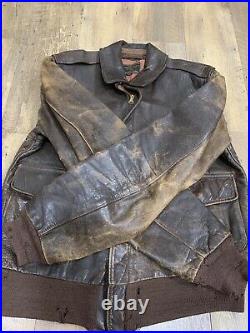 Original WWII US Army Air Force Type A2 Leather Flight Jacket Bomber 38