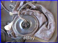 Original WWII US Army Air Forces Leather Pilots Helmet with All Attachments