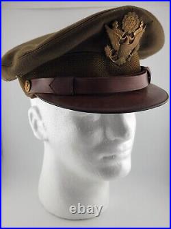 Original WWII U. S Army Air Force Visor Service Crusher Cap Hat Assigned