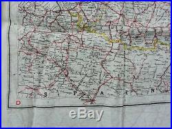Original Ww2 Royal Air Force Pilots Silk Escape Map, France & Spain, D-day 1944