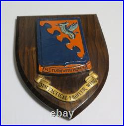 PAINTED WWII U. S. AIR FORCE 31st Tactical Fighter Wing PATCH PLAQUE SHIELD Vtg