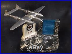 P-39 Airplane Model Trench Art Aluminum Marble Ashtray 15th Air Force Italy e10