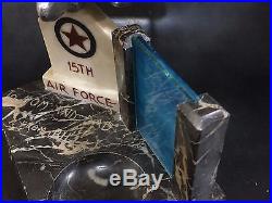 P-39 Airplane Model Trench Art Aluminum Marble Ashtray 15th Air Force Italy e10