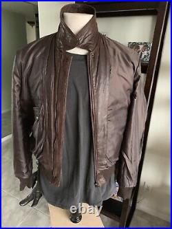 Pilot A-2 Brown Flight USAF Bomber Leather Jacket 36 Size Small Super Nice