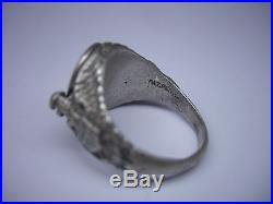 Rare Vintage Us Army Air Force Prop Wings Sterling Silver Sweetheart Locket Ring